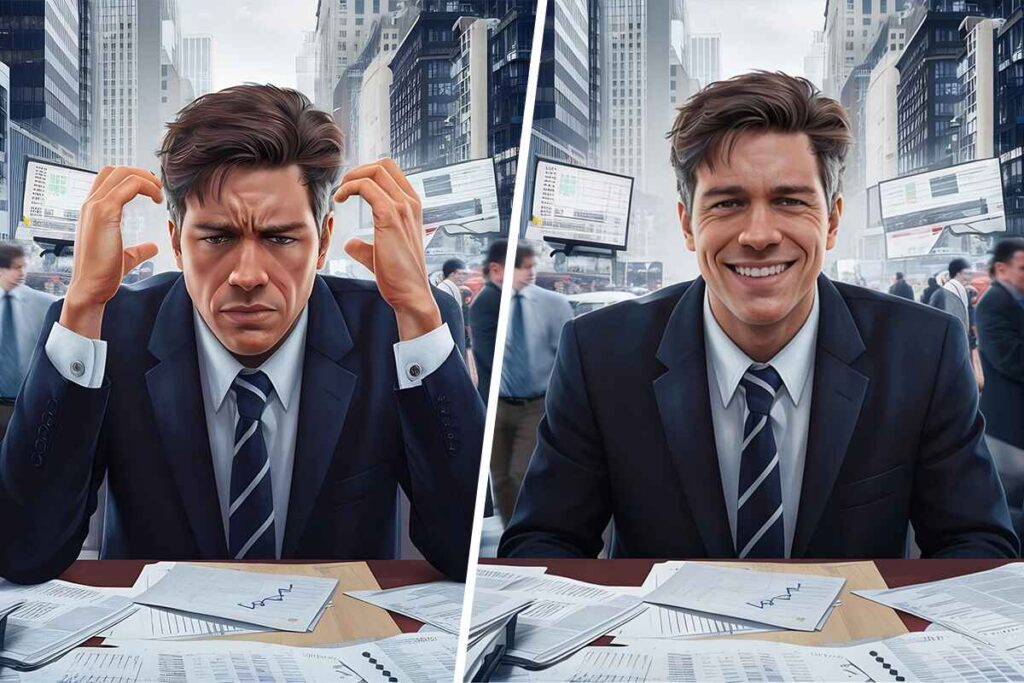 Disorganized notes vs. organized BDC dashboard comparison.