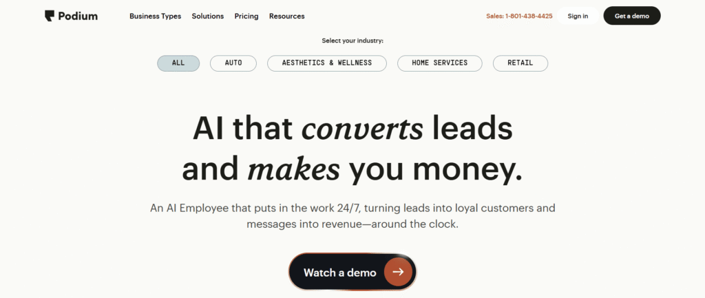 podium conversational ai jerry interface demonstration